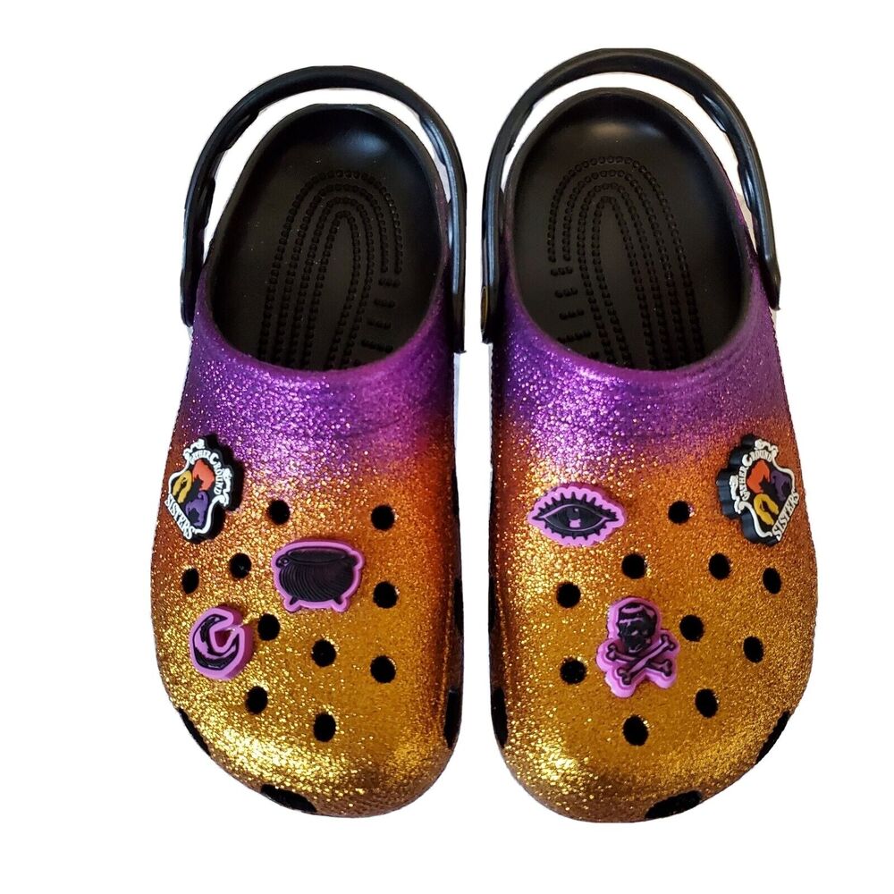Crocs Disney Hocus Pocus Womens Size 8 Glitter Purple Orange Mens 6 NEW